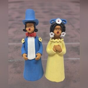 Adenildo Brazilian Folk Art Man-Women Singing Caroling 18th Century Period Look